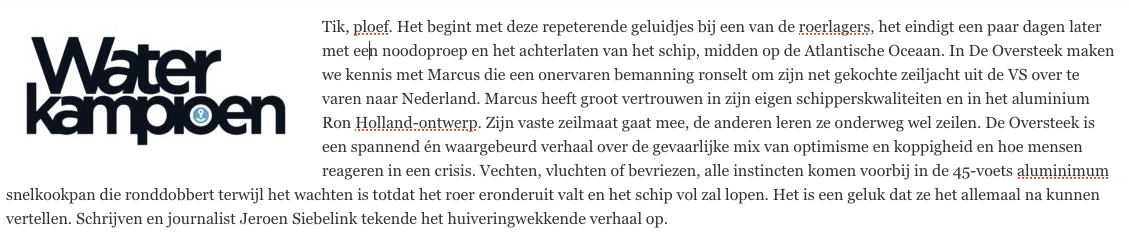 Recensie van De Oversteek in Waterkampioen